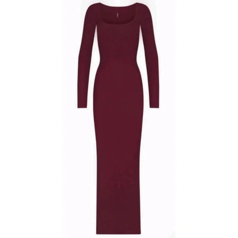 SKIMS Deep Red Long Sleeve Dress